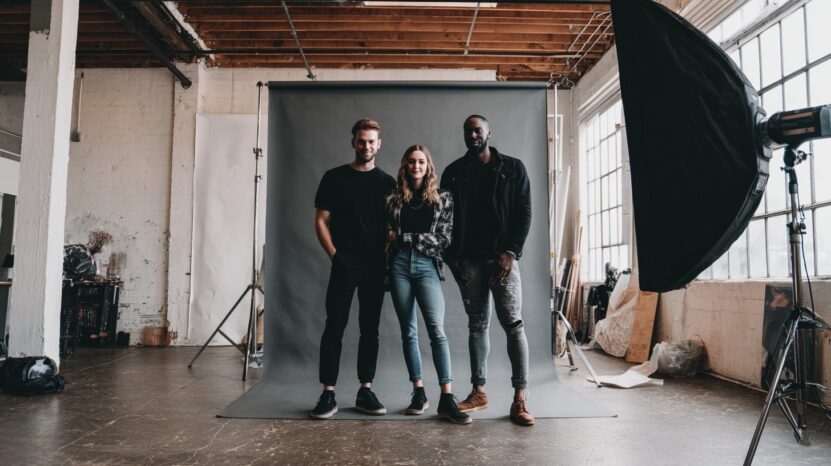 People posing in studio