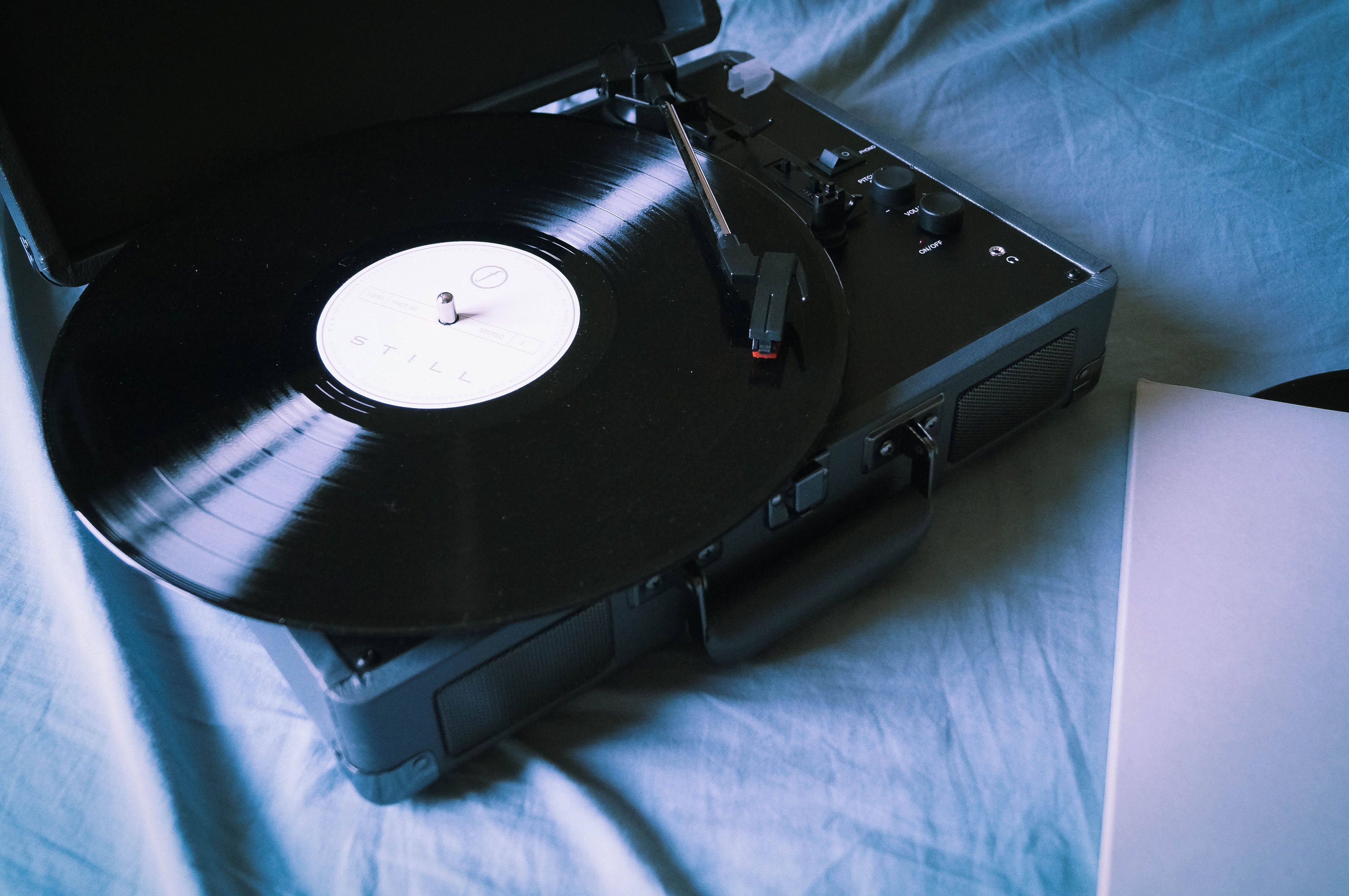 Classic vinyl record playing on a vintage turntable